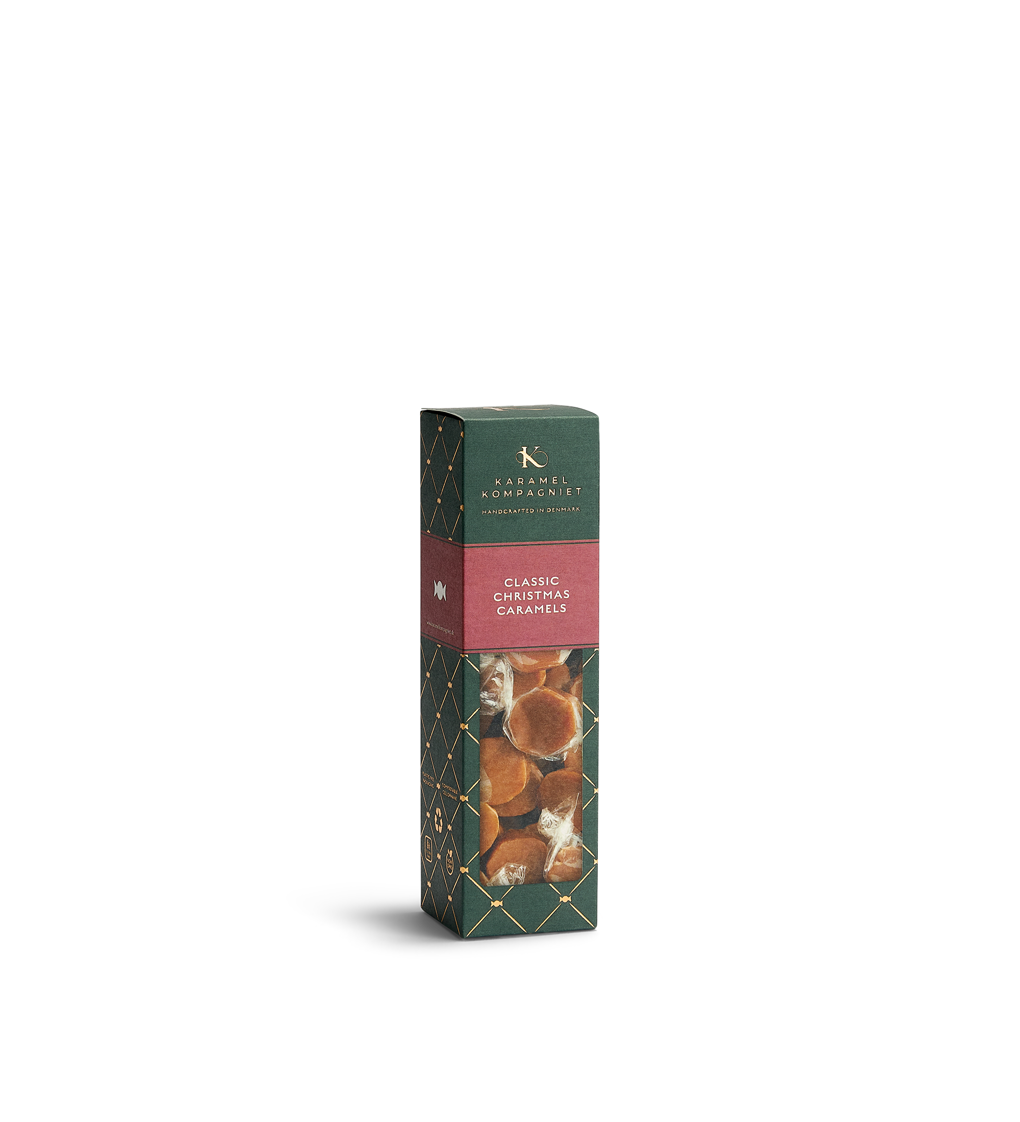 Klassiske Julekarameller elegance-æske fra Karamel Kompagniet oprejst
