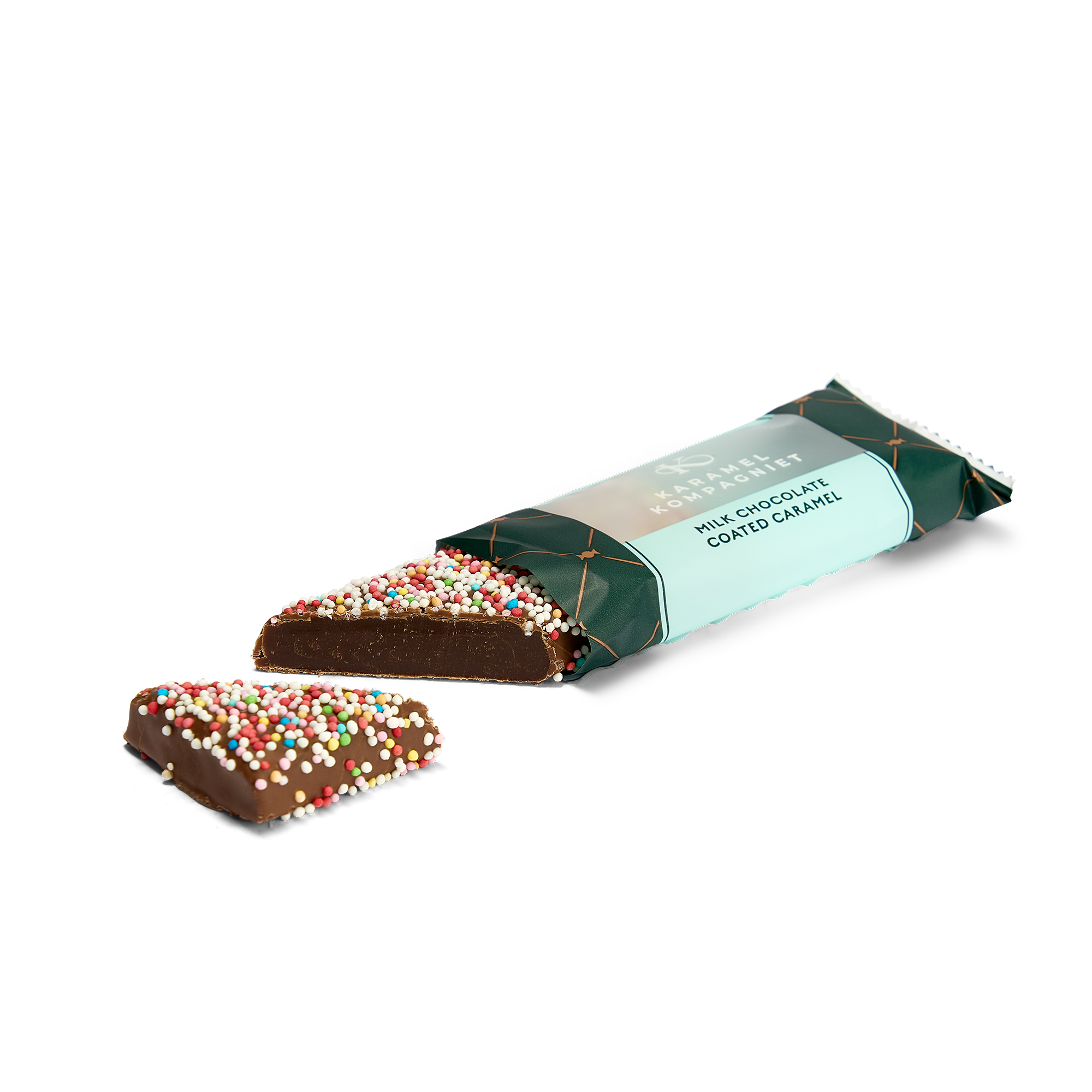 Chokoladeovertrukken Romkuglekaramel Bar skåret over